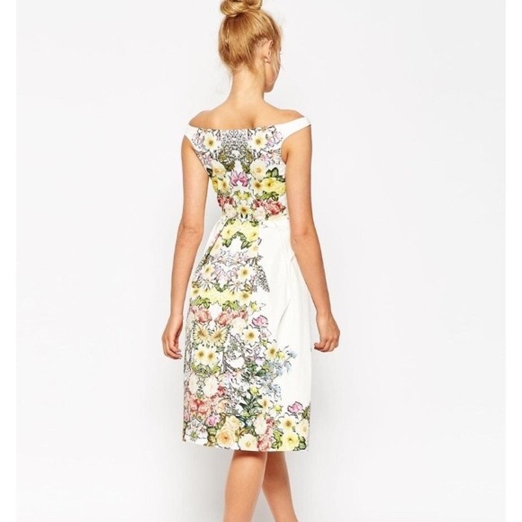 Floral Off-the-Shoulder ASOS Midi Dress - Picture 2 of 4